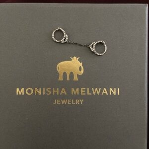 Monisha Melwani Diamond Pavé Double Handcuffs Hoop Earring Chain Connector